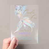 Invitations En Acrylique Parties scintillant d'or Mermaid Tail ONEder Sea A (In situ (ordinateur de poche))