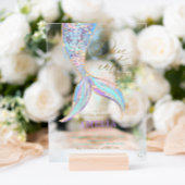 Invitations En Acrylique Parties scintillant d'or Mermaid Tail Plonger dans