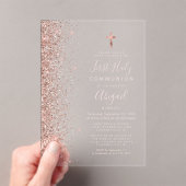 Invitations En Acrylique Parties scintillant d'or rose Texte rose Première  (In situ (ordinateur de poche))