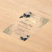 Invitations En Acrylique Parties scintillant d'or Roses noirs 60e anniversa (Poser)