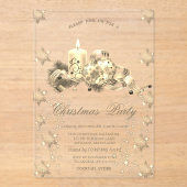 Invitations En Acrylique Parties scintillant d'or Snowflakes Boules de boug (Recto)