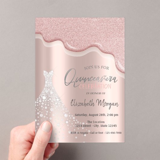 Invitations En Acrylique Parties scintillant Drives Diamonds Robe Quinceañe (In situ (ordinateur de poche))