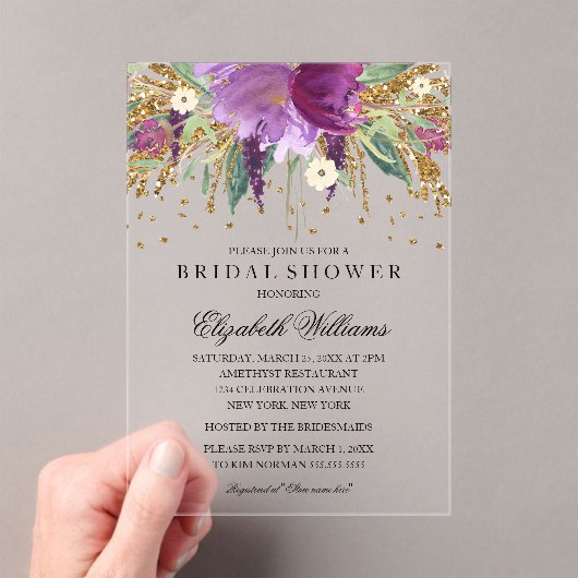 Invitations En Acrylique Parties scintillant étincelante Fête des mariées d (In situ (ordinateur de poche))