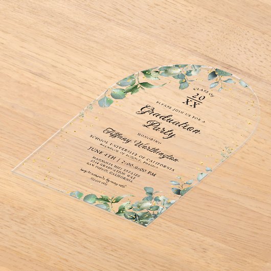 Invitations En Acrylique Parties scintillant Eucalyptus (Poser)