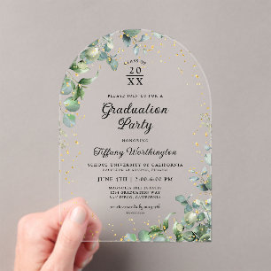 Invitations En Acrylique Parties scintillant Eucalyptus