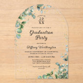 Invitations En Acrylique Parties scintillant Eucalyptus (Recto)