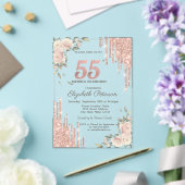 Invitations En Acrylique Parties scintillant Floral Rose Or Floral 55h Ann (Insitu (Mariage))