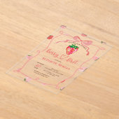 Invitations En Acrylique Parties scintillant Frame fraise Baby shower rose (Poser)