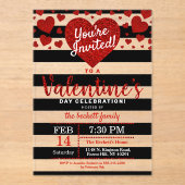 Invitations En Acrylique Parties scintillant moderne Amour Coeurs Saint Val (Recto)