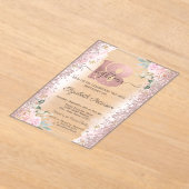Invitations En Acrylique Parties scintillant moderne Confetti Rose Gold 18e (Poser)