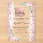 Invitations En Acrylique Parties scintillant moderne Confetti Rose Gold 18e (Recto)
