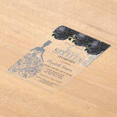 Invitations En Acrylique Parties scintillant, Robe Black Roses Sweet 16 Inv (Poser)