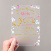 Invitations En Acrylique Parties scintillant rose et or Sirène 1er annivers (In situ (ordinateur de poche))