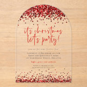 Invitations En Acrylique Parties scintillant Rouge Faisons Fête Noël Acryli (Recto)