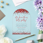 Invitations En Acrylique Parties scintillant Rouge Faisons Fête Noël Acryli (Insitu (Mariage))