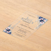 Invitations En Acrylique Parties scintillant, Tour Eiffel Bleu Roses Sweet  (Poser)
