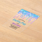 Invitations En Acrylique Parties scintillant violet mignonne Aqua Drives mo (Poser)