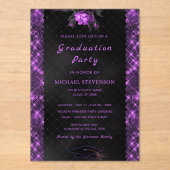 Invitations En Acrylique Parties scintillant violet noir Acrylique demande  (Recto)