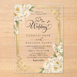 Invitations En Acrylique Passage fleuri pour jeunes mariés