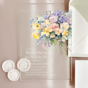 Invitations En Acrylique Pastel Bloom Bouquet Bridesservantes Déjeuner Chic