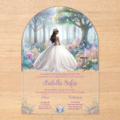 Invitations En Acrylique Pastel Enchanted Forest Quinceañera (Recto)