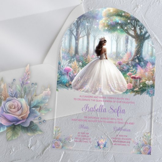 Invitations En Acrylique Pastel Enchanted Forest Quinceañera
