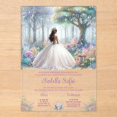 Invitations En Acrylique Pastel Enchanted Forest Quinceañera (Recto)