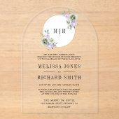 Invitations En Acrylique Pastel Purple Sage Green Floral Wedding (Recto)