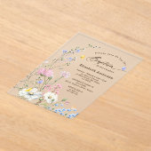 Invitations En Acrylique Pastel Rose & Bleu Fleur sauvage Whimsical Baptême (Poser)