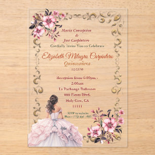 Invitations En Acrylique Pastel Rosewater Blush Pink Quinceañera