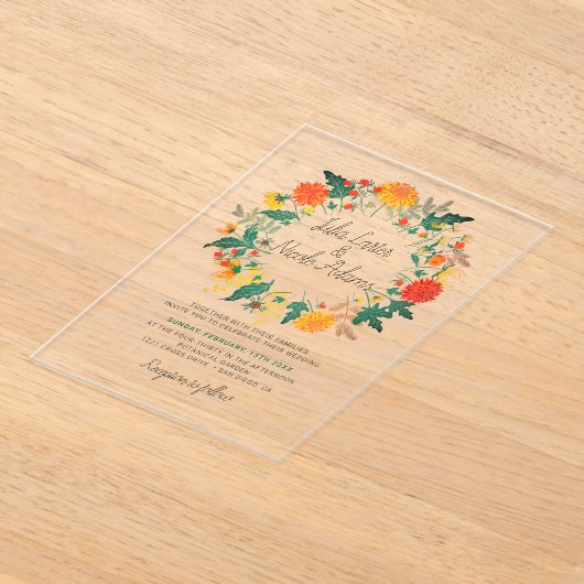 Invitations En Acrylique Pastel Spring Dahlia Fleur sauvage Mariage de cour (Poser)