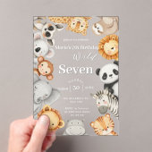 Invitations En Acrylique Pastel Tropical Wild Jungle Safari Animaux (In situ (ordinateur de poche))