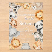 Invitations En Acrylique Pastel Tropical Wild Jungle Safari Animaux (Recto)
