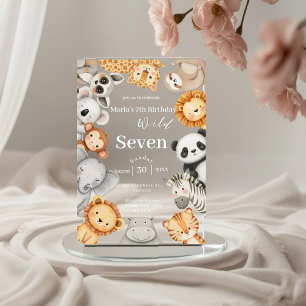 Invitations En Acrylique Pastel Tropical Wild Jungle Safari Animaux
