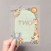 Invitations En Acrylique Pastel Tropical Wild Two Jungle Safari Animaux (In situ (ordinateur de poche))