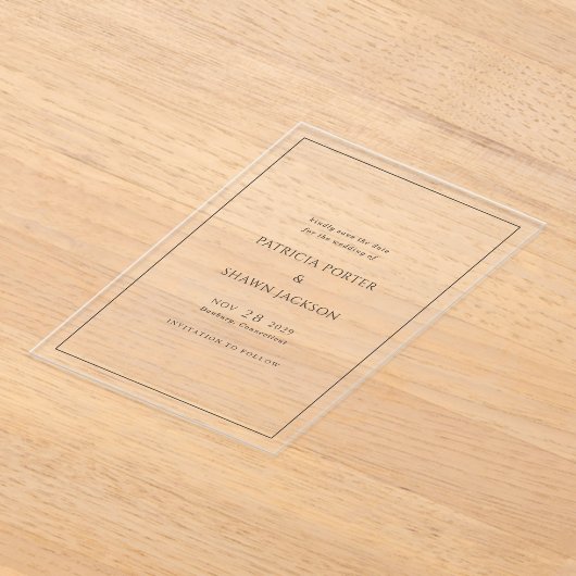 Invitations En Acrylique Patricia Classic Mariage élégant Enregistrer la da (Poser)