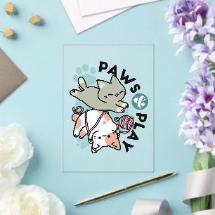 Invitations En Acrylique Pattounes et Jeux – Illustration de Chat Adorable