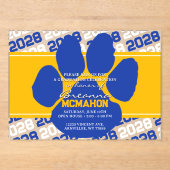Invitations En Acrylique Pawprint Gold Jaune & Bleu Frosted (Recto)