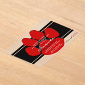 Invitations En Acrylique Pawprint noir & rouge unique élégant (Poser)