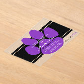 Invitations En Acrylique Pawprint noir & violet unique Élégant (Poser)