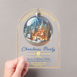 Invitations En Acrylique Paysage dramatique de fête de Noël dans un bibelot