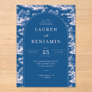 Invitations En Acrylique Paysage Scénique Bleu Élégant