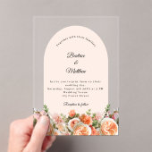 Invitations En Acrylique Peach blush ivory florals arch clear wedding (In situ (ordinateur de poche))
