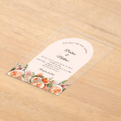 Invitations En Acrylique Peach blush ivory florals arch clear wedding (Poser)