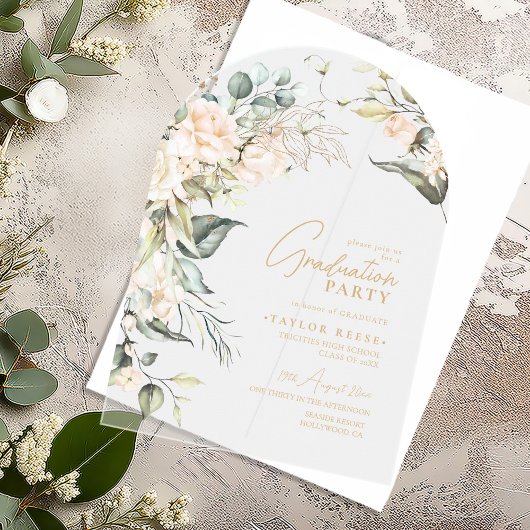 Invitations En Acrylique Pearl Blush Floral Graduation Arch ID989