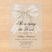 Invitations En Acrylique Pearl Bow Elle noue la douche nuptiale (Recto)