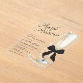Invitations En Acrylique Pearls & Prosecco Black Bow Bridal Shower (Poser)