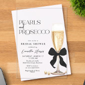 Invitations En Acrylique Pearls & Prosecco Black Bow Bridal Shower
