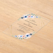 Invitations En Acrylique Pêche, Bleu, Collection de Mariages floraux (Poser)