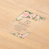 Invitations En Acrylique Pêche féminine | Roses roses roses florales 70e an (Poser)